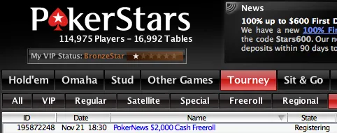 Hoje às 18:30 ,000 Cash Freerolls na PokerStars 101