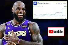 LeBron James with screenshot from Kalshi market