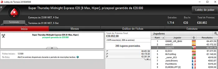 Super Thursday para tfmvl, Squeezamos e ealves77 na PokerStars.FRESPT 103