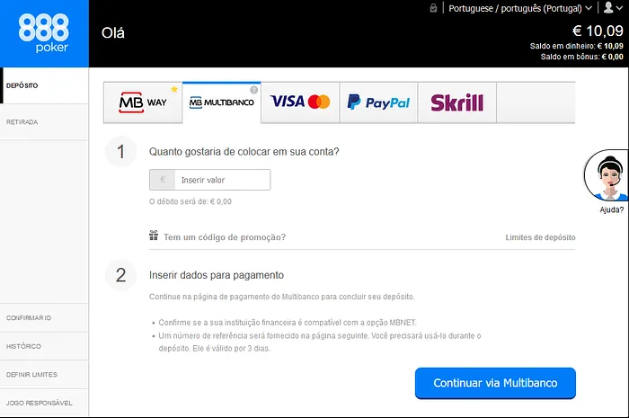 Fazer depósito 888poker Portugal