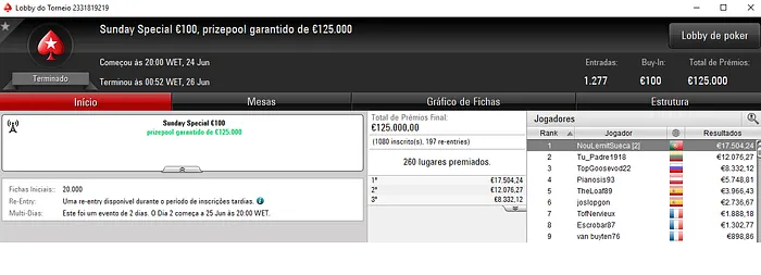 NouLemitSueca Conquista Sunday Special €100 e Fatura €17,504 & Mais 101