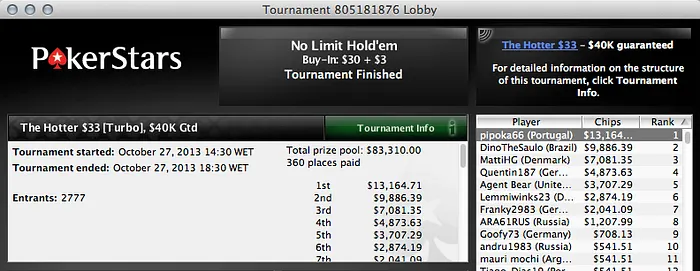 charly3005 Vence Main Event MTOPS & "mentalpshyco" na Final Table do Sunday Million 104