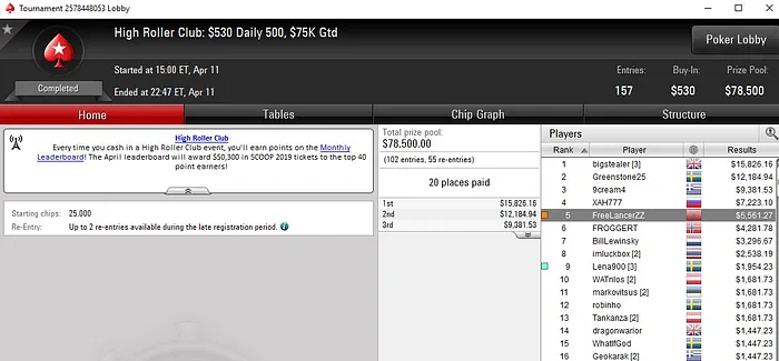 Lobby de poker da PokerStars