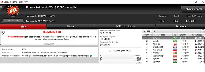 PokerStars: Guilherme Franco Crava Bounty Builder 5 (,959) & Mais 103