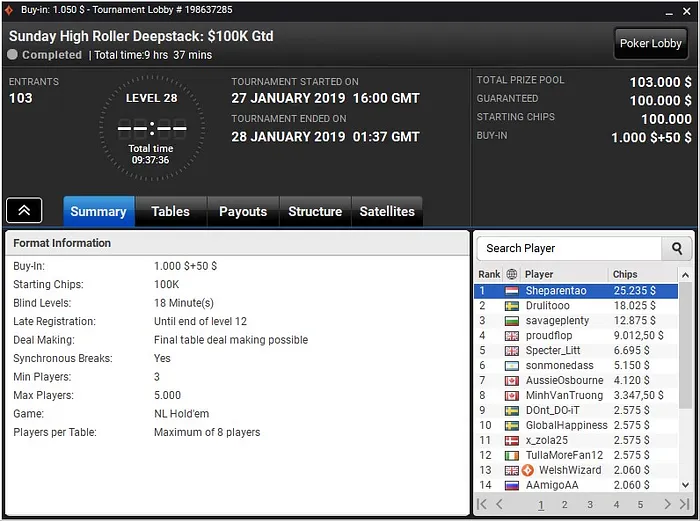 Lobby de poker da partypoker