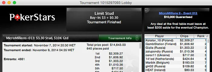 MicroMillions IX Dia 2 - JMBG0987 7º no Evento #14 & Mais 107