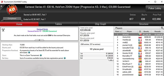 Lobby de poker da PokerStars