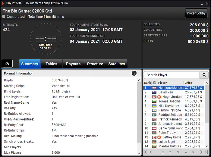 henrique mendes big game partypoker