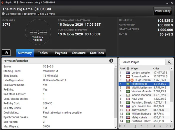 big game partypoker $55