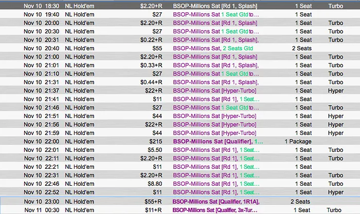 BSOP Millions: Satélites do PokerStars para 10 de Novembro 101