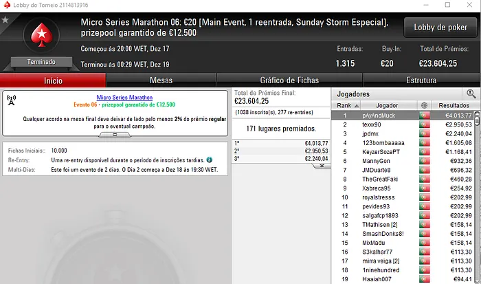 pAyAndMuck Conquista Main Event da Micro Series Marathon (€4,014) 101
