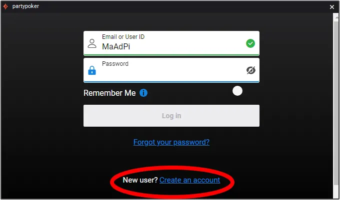 Create a PartyPoker account