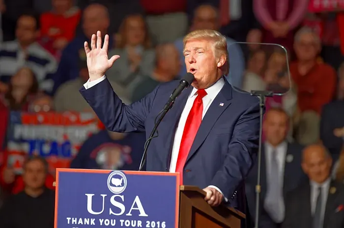 Donald Trump giving a speech 