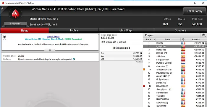 Lobby de poker da PokerStars