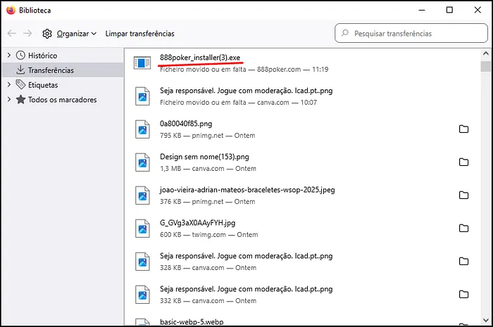 Ficheiro de instalação do software da 888poker portugal