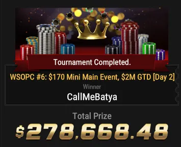 CallMeBatya Wins Event #6 $170 Mini Main Event