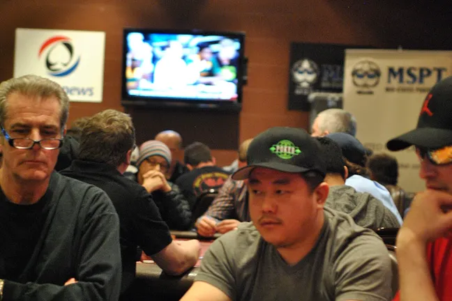 Kou Vang busted out with a pair and flush draw.