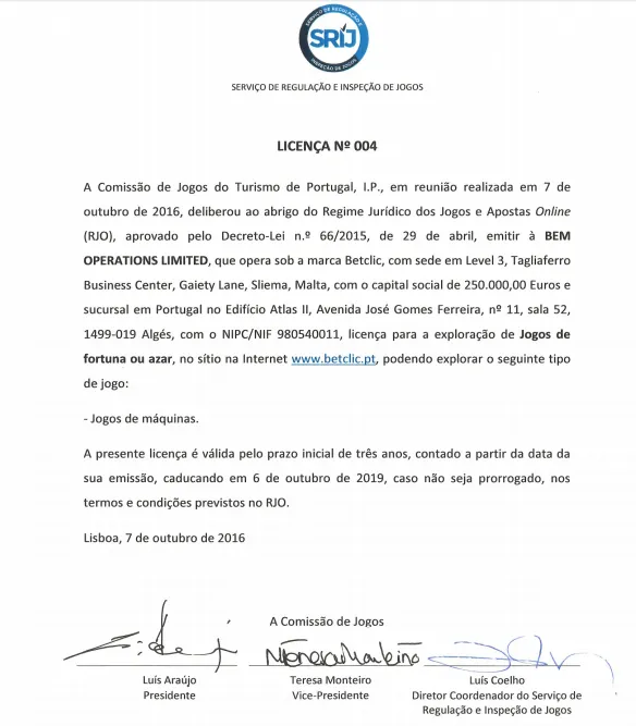 Betclic Recebe 4ª Licença para Exploração de Jogos de Fortuna ou Azar 101