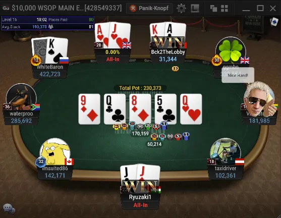 Moran eliminated in three-way all-in