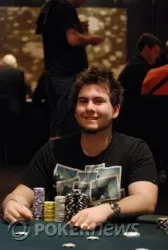 Jonathan Karamalikis is all smiles after emerging as Day 1b chipleader!