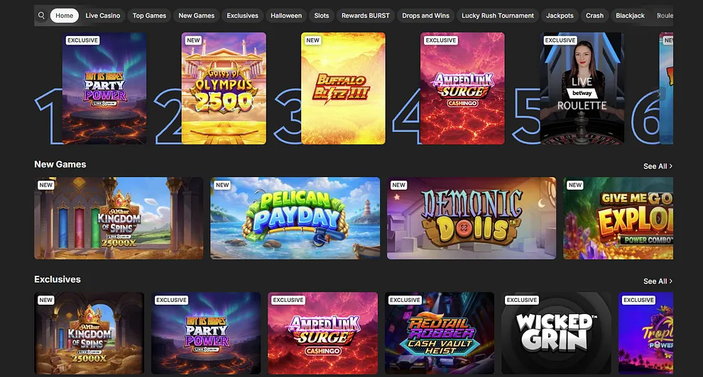 Betway Casino Homepage
