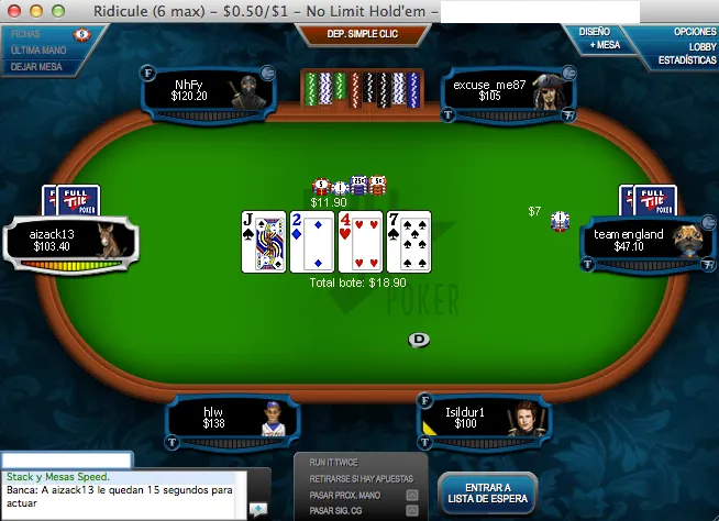 Lleno hasta la bandera en la reapertura de Full Tilt 104