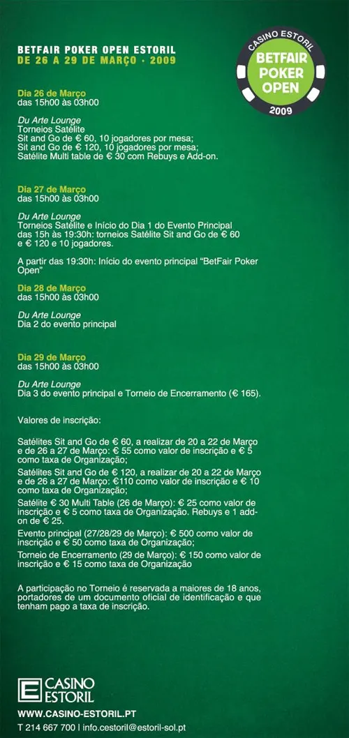 Satélites ao Vivo para o Betfair Poker Open 101