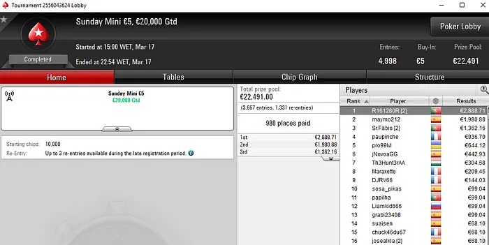 Lobby de poker da PokerStars