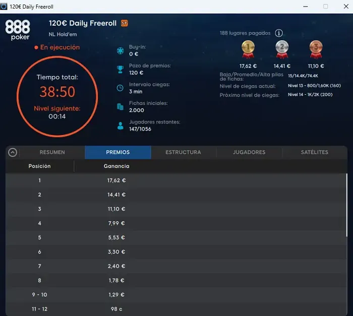 Freerolls en 888poker.es