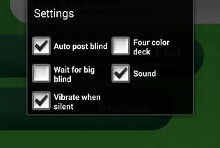 This PAF Poker mobile settings