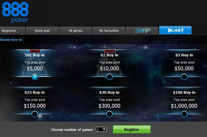 Torneios BLAST do 888poker