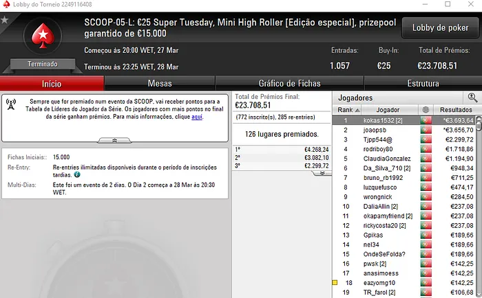 Ouro para kokas1532, nanilindo e Fidalguito no SCOOP da PokerStars.pt 101
