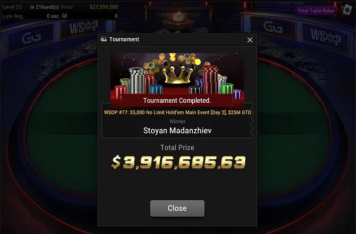 Stoyan Madanzhiev wins Event #77