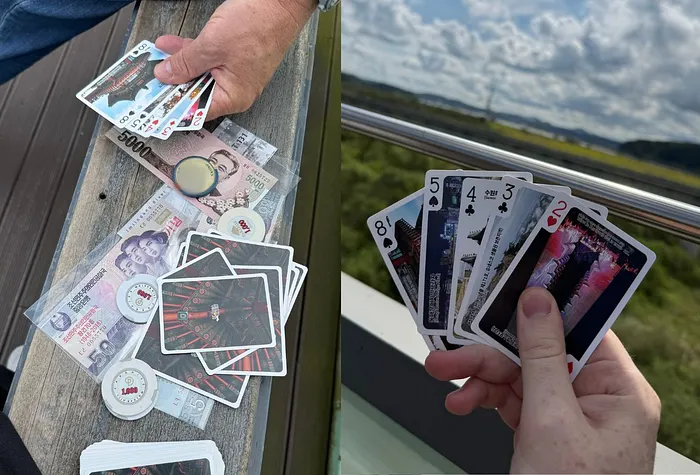 Playing poker in Imjingak, South Korea