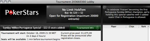 Hoje às 21:30 a PokerStars Oferece 5 Entradas no Sunday Million em Honra de... 101