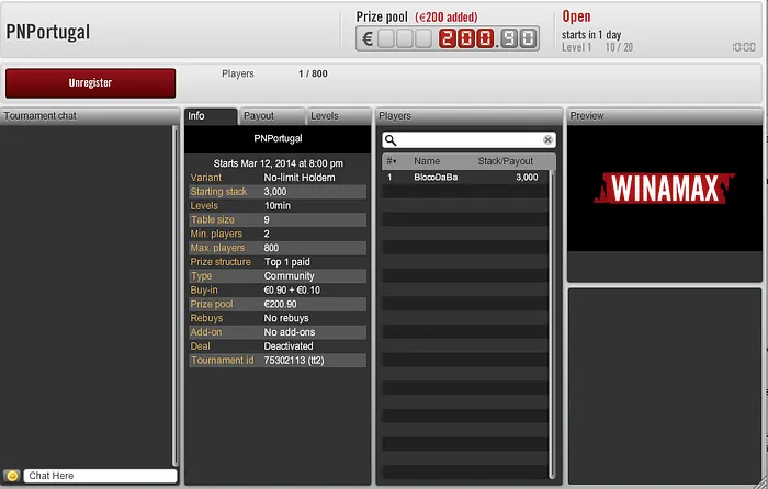 Amanhã às 20:00 - Torneio Exclusivo PNPortugal na Winamax Poker com €200 em Tickets 101