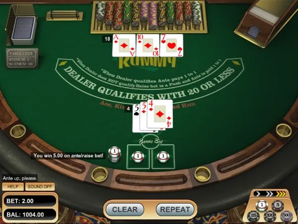 three card rummy: dealer qualifies, you win