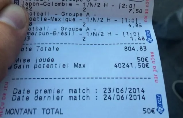 Pronostics Coupe du Monde : un ticket de rêve à 40.241,50€ pour une mise de 50€