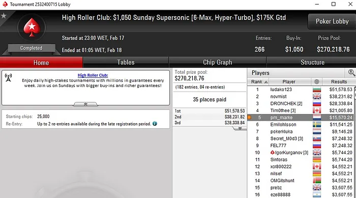 Lobby de poker da PokerStars