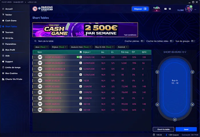 Nouvelle interface Parions Sport Poker