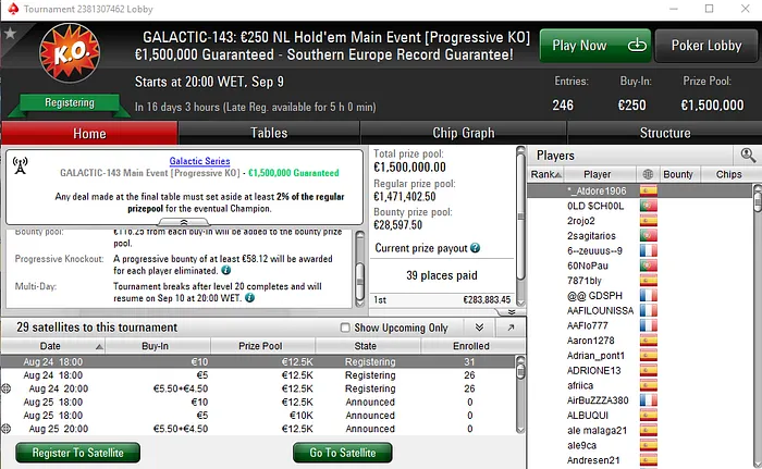 Main Event das Galactic Series tem €1,500,000 de Prize Pool Garantido 101