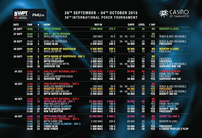 Le programme du WPT National Marrakech dévoilé 101