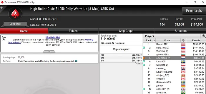 Lobby de poker da PokerStars