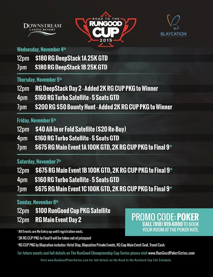 RunGood Poker Downstream Kicks Off Next Week; 0K GTD Main Event for Just 5 101