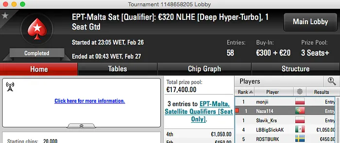 João "Naza114" Vieira Conquista 5ª Entrada para o EPT Malta 101