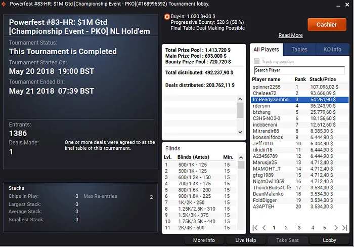 ImReadyGambo Forra ,837 no Powerfest #83-HR & Mais 101