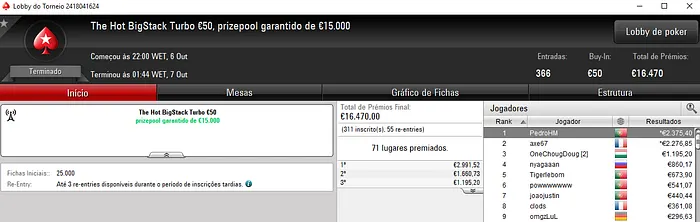 Saturday Night Fever para PedroHM e Peixinho2016 na PokerStars.FRESPT 101