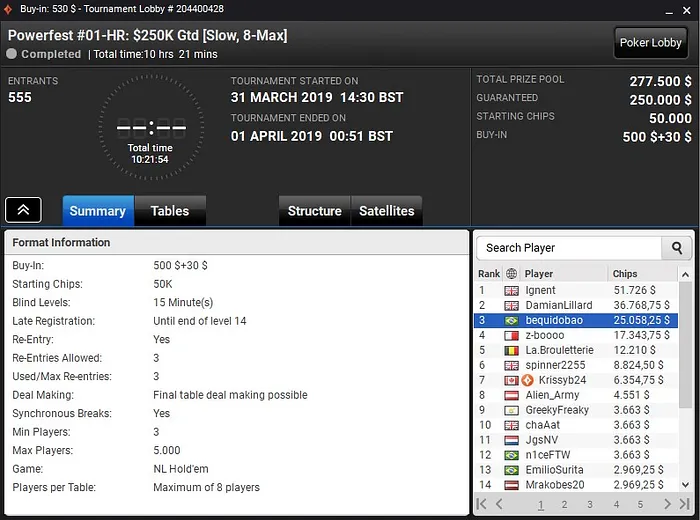 Lobby de poker do partypoker