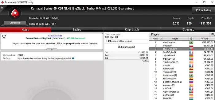 Lobby de poker da PokerStars