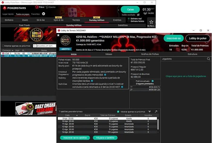 sunday million pokerstars portugal